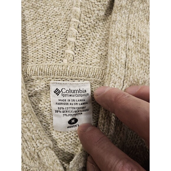 Columbia Sweater Womens Knit Full-Zip M Beige Warm Casual Vintage - Picture 5 of 9